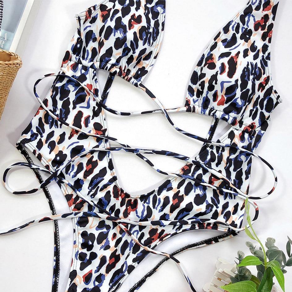 Snake Print Swimsuit One Piece Swimwear Leopard Bathing Suit Woman Bandage Swimming Wear Monokini The Clothing Company Sydney