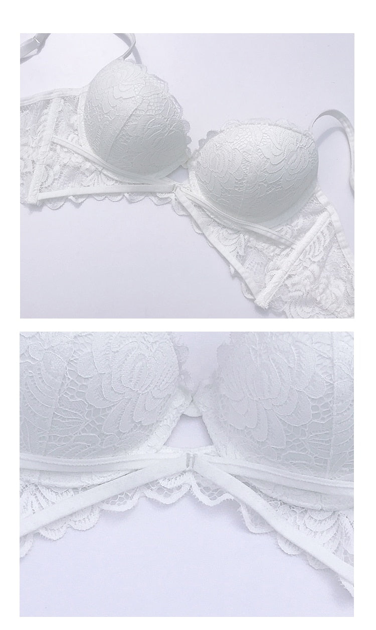 2 Piece Push Up Bra Deep V Brassiere Thick Cotton Women Underwear Lace Embroidered Lingerie Set The Clothing Company Sydney