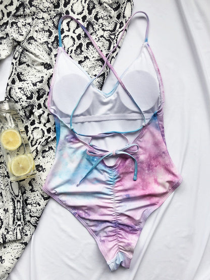 V Neck One Piece Swimsuit Backless Monokini  Bather Plus size High cut Bathing Suit Swim Bodysuit Swimwear The Clothing Company Sydney