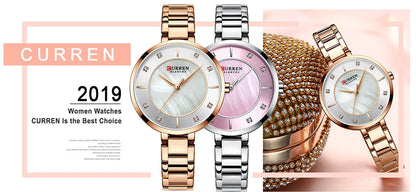 Ladies Fashion Luxury Rhinestone Dial Quartz Clock Water Resistant Stainless Steel Band Wristwatch Watch The Clothing Company Sydney