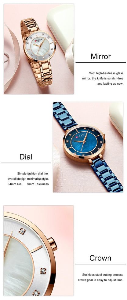 Ladies Fashion Luxury Rhinestone Dial Quartz Clock Water Resistant Stainless Steel Band Wristwatch Watch The Clothing Company Sydney