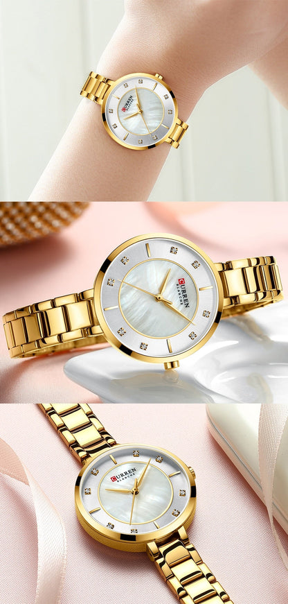 Ladies Fashion Luxury Rhinestone Dial Quartz Clock Water Resistant Stainless Steel Band Wristwatch Watch The Clothing Company Sydney
