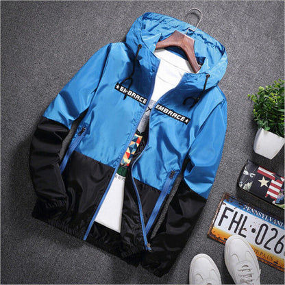 All Weather Casual Jacket Men Patchwork Slim Fit Hooded Coat Sportswear Zipper Thin Windbreaker Jackets The Clothing Company Sydney