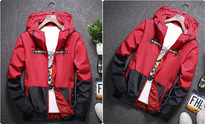 All Weather Casual Jacket Men Patchwork Slim Fit Hooded Coat Sportswear Zipper Thin Windbreaker Jackets The Clothing Company Sydney