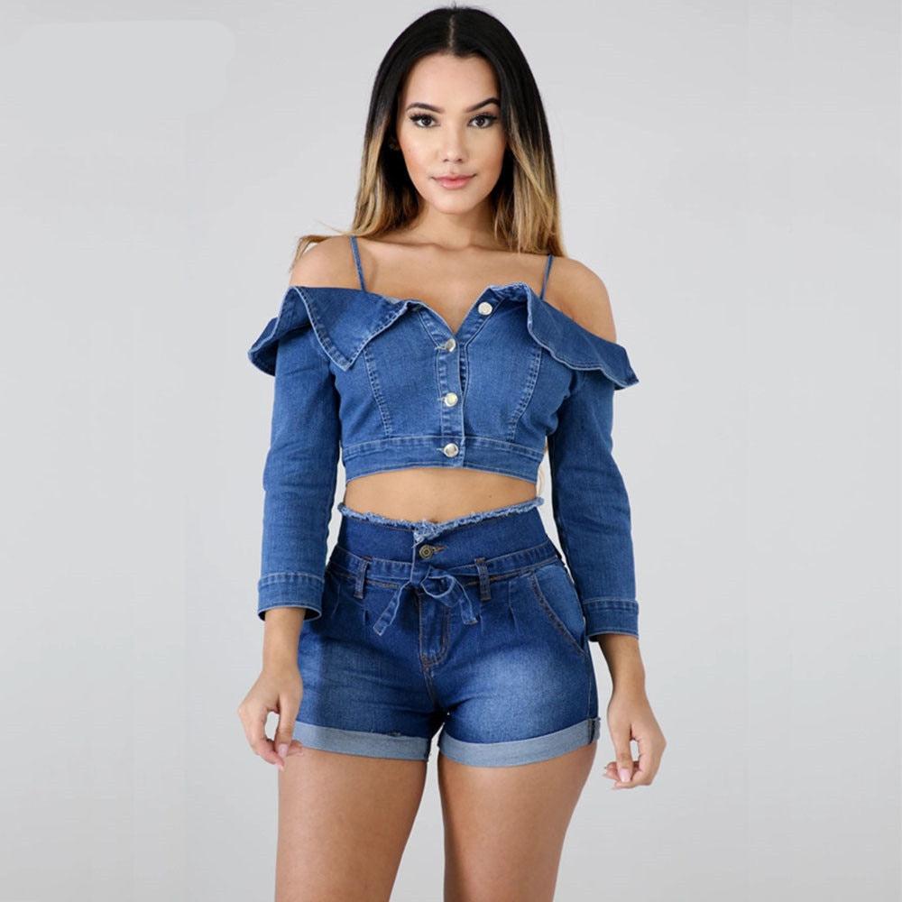 Casual Blue Denim High Waist Shorts Streetwear Cotton Lace-Up Sexy Slim Rave Jean Shorts With Pockets The Clothing Company Sydney