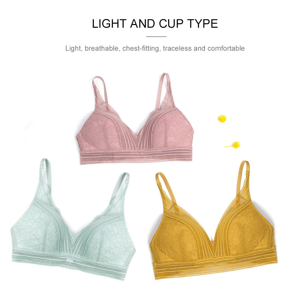 2 Piece French Wire Free Thin Padded Bra Set Big Chest Lace Push Up Underwear Candy Colour Bralette Set The Clothing Company Sydney