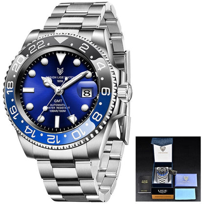 Designer Men's GMT Automatic Mechanical Ceramic Bezel 316L Stainless Steel 100ATM Clock Sapphire Glass Watch The Clothing Company Sydney