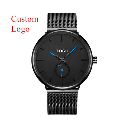 50 Piece Build Your Own Brand Watches Men Stainless Steel Mesh Custom Logo Label Personalized Watch The Clothing Company Sydney