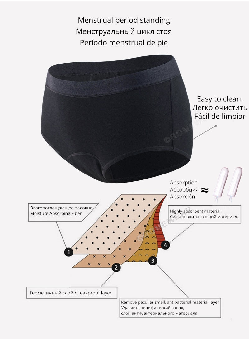 Bamboo Fiber Cotton 4-layer Menstrual Period Reusable  Briefs Underwear Leakproof Heavy Absorbent Incontinence Lingerie Panties The Clothing Company Sydney