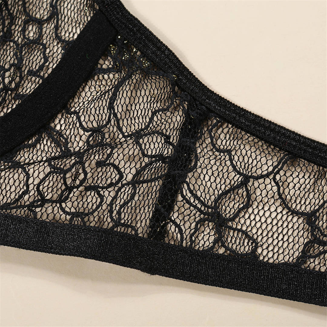 2 Piece Lingerie Underwear Set Sexy Lace Bralette Underwear Black Push up Bra and Thong Set The Clothing Company Sydney