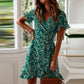 V Neck Floral Print Boho Beach Dress Ruffle Short Sleeve A Line Mini Suumer Sundress Robe Dress The Clothing Company Sydney