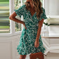 V Neck Floral Print Boho Beach Dress Ruffle Short Sleeve A Line Mini Suumer Sundress Robe Dress The Clothing Company Sydney