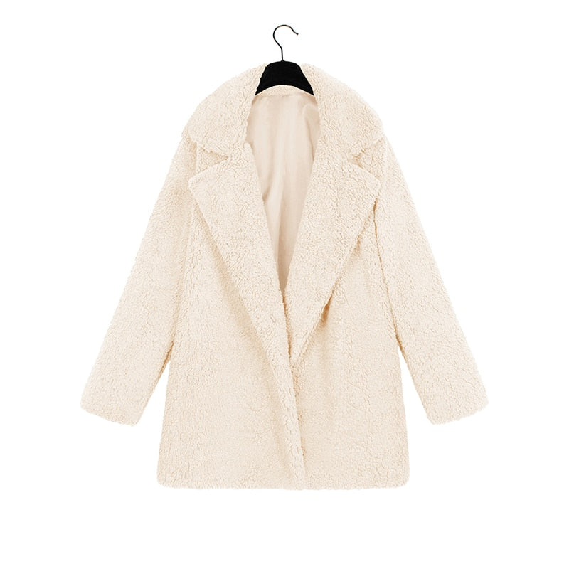 Winter Warm Teddy Faux Fur Coat Long Coat Loose Lapel OverCoat Plus Size Female Plush Coat Jacket The Clothing Company Sydney