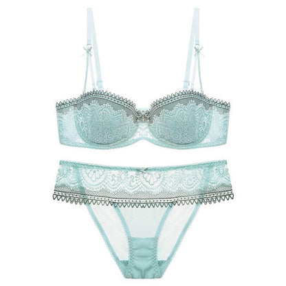 2 Piece Half Cup Ultra-Thin Lace Bra+Panty Underwear Set The Clothing Company Sydney