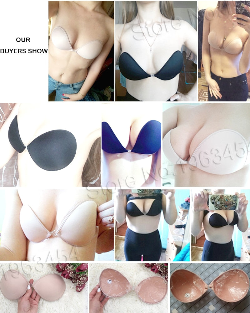 Invisible Push Up Bra Self-Adhesive Silicone Seamless Front Closure Sticky Backless Strapless Bra The Clothing Company Sydney