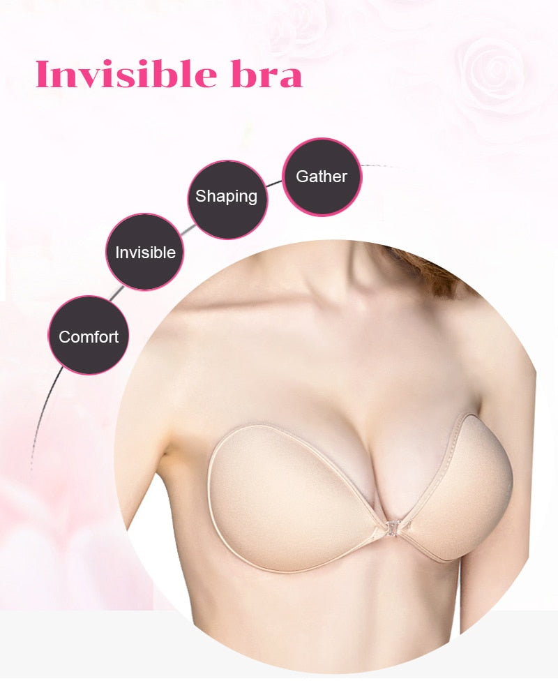 Invisible Push Up Bra Self-Adhesive Silicone Seamless Front Closure Sticky Backless Strapless Bra The Clothing Company Sydney