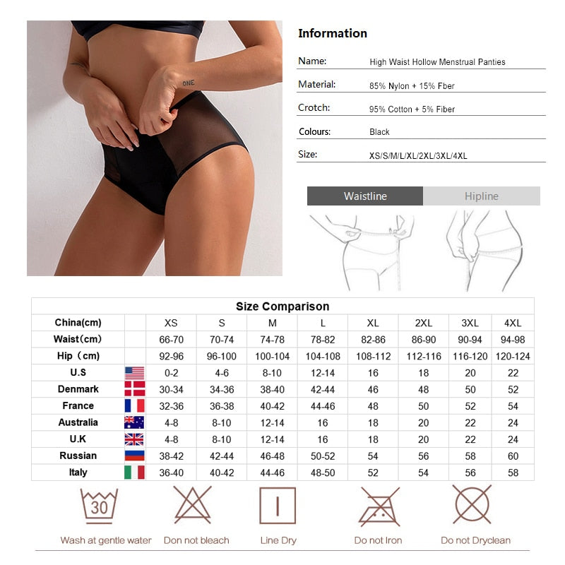 4-layer Menstrual Panties Physiological Pants Leak Proof Underwear Women  Period Mesh Breathable Briefs Underwear