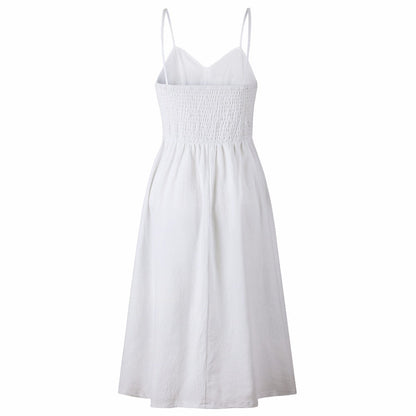 Vintage Casual Sundress Beach Midi Button Backless Polka Dot Striped Summer Boho Sexy Floral Dress The Clothing Company Sydney