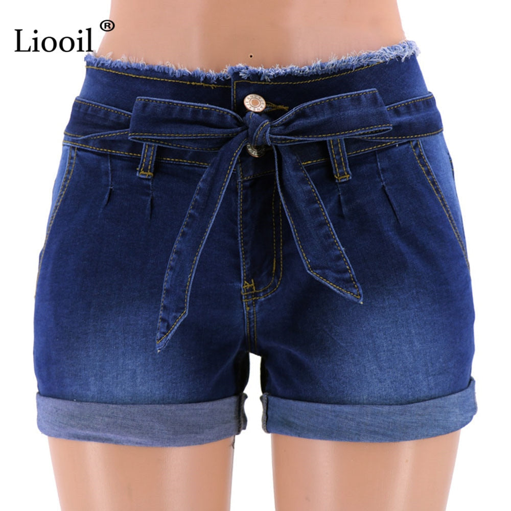 Casual Blue Denim High Waist Shorts Streetwear Cotton Lace-Up Sexy Slim Rave Jean Shorts With Pockets The Clothing Company Sydney