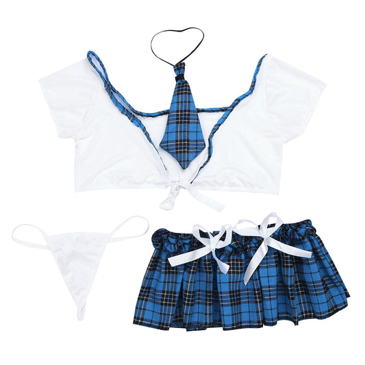 Cosplay Costume School Student Uniform Mini Crop Top+Plaid Skirts Outfit The Clothing Company Sydney