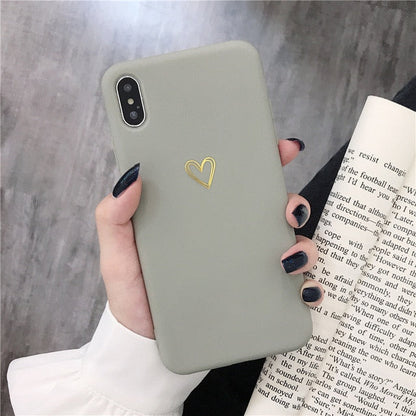 Heart Print Phone Case For iPhone 12 Mini 11 Pro Max XR XS Max 6 7 8 Plus X Candy Color Simple Soft Silicon Back Cover The Clothing Company Sydney