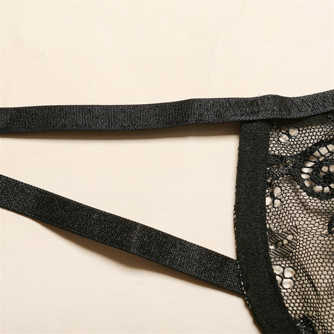 Black Women's Thong Sexy Underwear Set Push Up Bra Brassiere Panties Lace Lingerie Set The Clothing Company Sydney