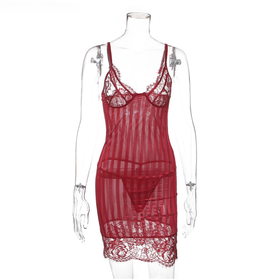 Sleeveless Sheath One-Step Hips Above Knee Fashion Lady Club Sexy See Through Lace Mini Dress The Clothing Company Sydney