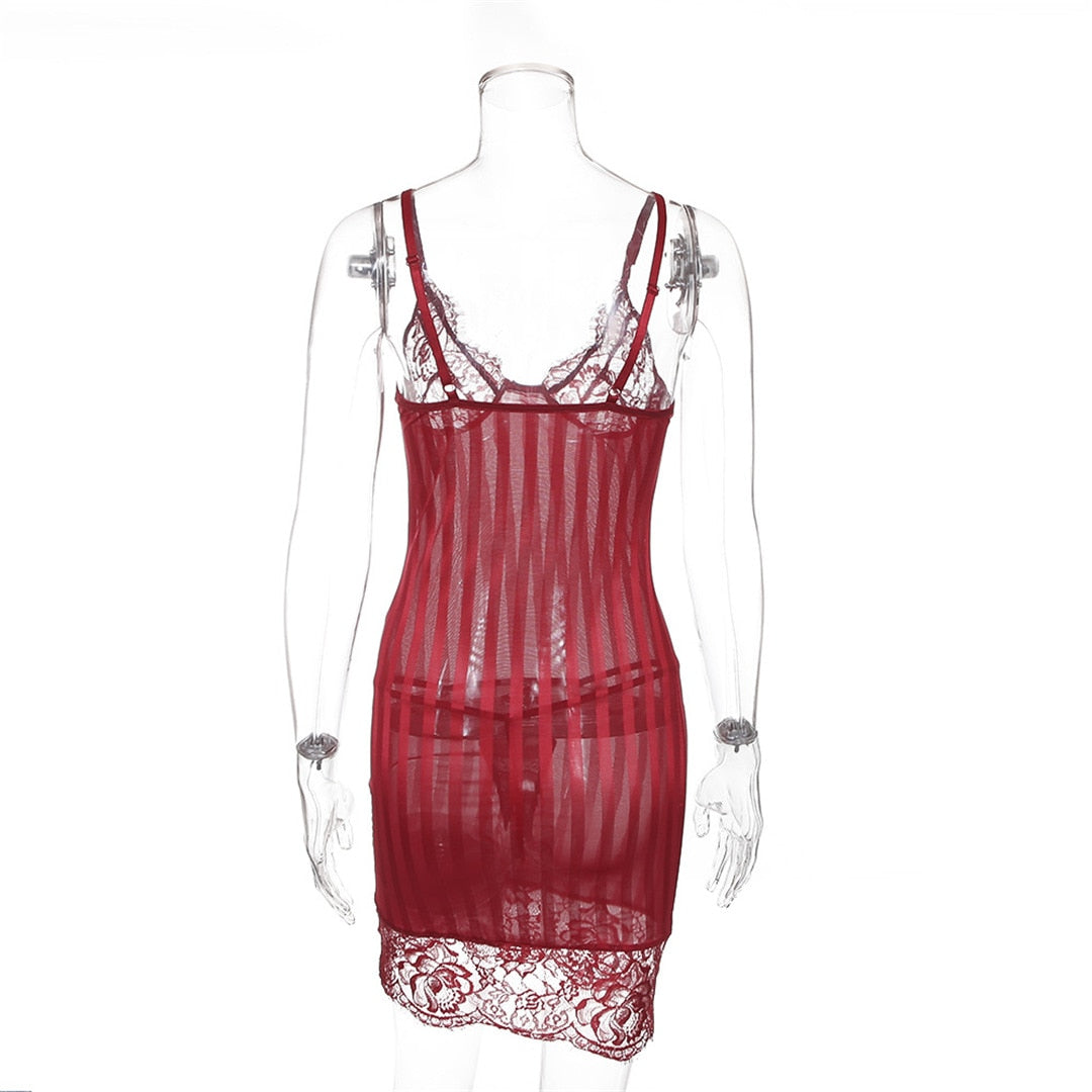 Sleeveless Sheath One-Step Hips Above Knee Fashion Lady Club Sexy See Through Lace Mini Dress The Clothing Company Sydney