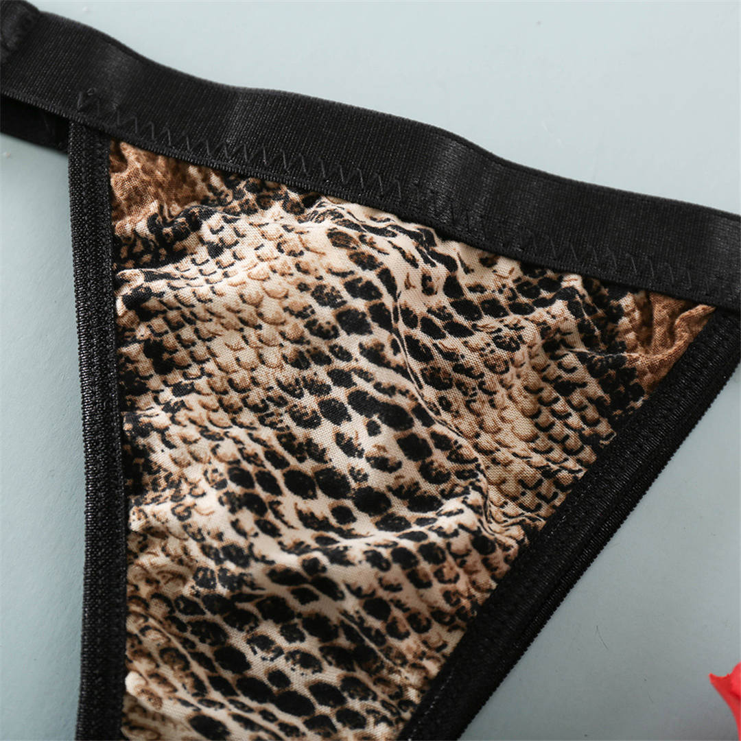2 Piece Women's Thong Sexy Underwear Set Bra Brassiere Panties Bra Sets Sexy Snake Skin Leopard Lingerie Set The Clothing Company Sydney