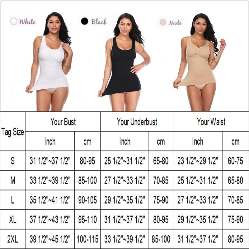 Tank Top Shapewear with Built in Bra Shelf Bra Casual Wide Strap Basic  Camisole Sleeveless Top Shaper with Removable Bra