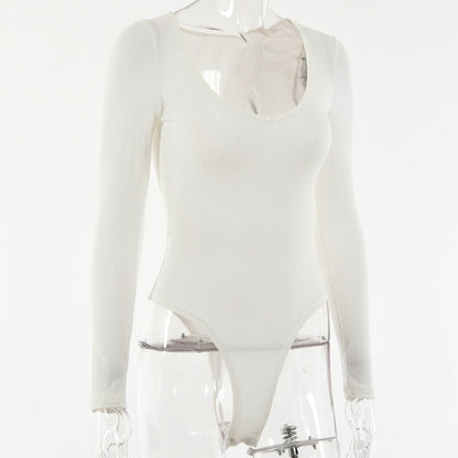 Long Sleeve Rib Knitted Solid Casual Lady Jumpsuit Bodysuit The Clothing Company Sydney