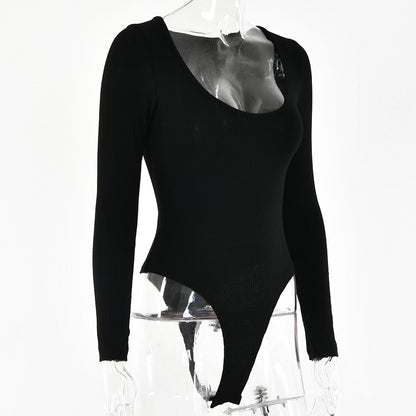 Long Sleeve Rib Knitted Solid Casual Lady Jumpsuit Bodysuit The Clothing Company Sydney