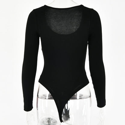 Long Sleeve Rib Knitted Solid Casual Lady Jumpsuit Bodysuit The Clothing Company Sydney