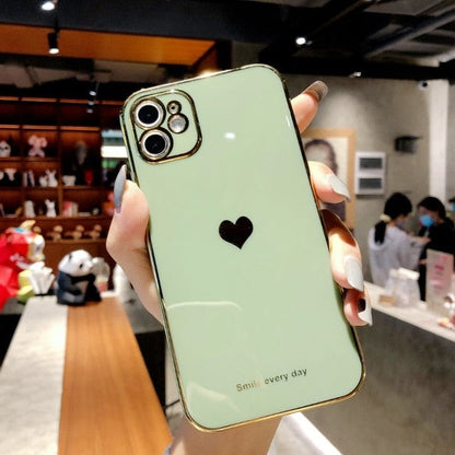 Electroplated love heart Phone Case For iPhone 12Pro 12 11 Pro Max XR XS X XS Max 7 8 Plus Shockproof Protective Back Cover Case The Clothing Company Sydney