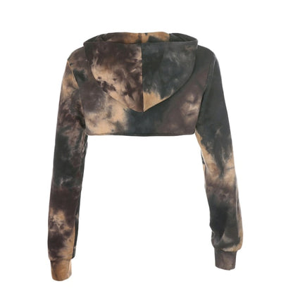 Autumn Short Sweatshirts Hoodies Tie-dye Crop Top Jumper Pullover Clubwear Casual Streetwear The Clothing Company Sydney