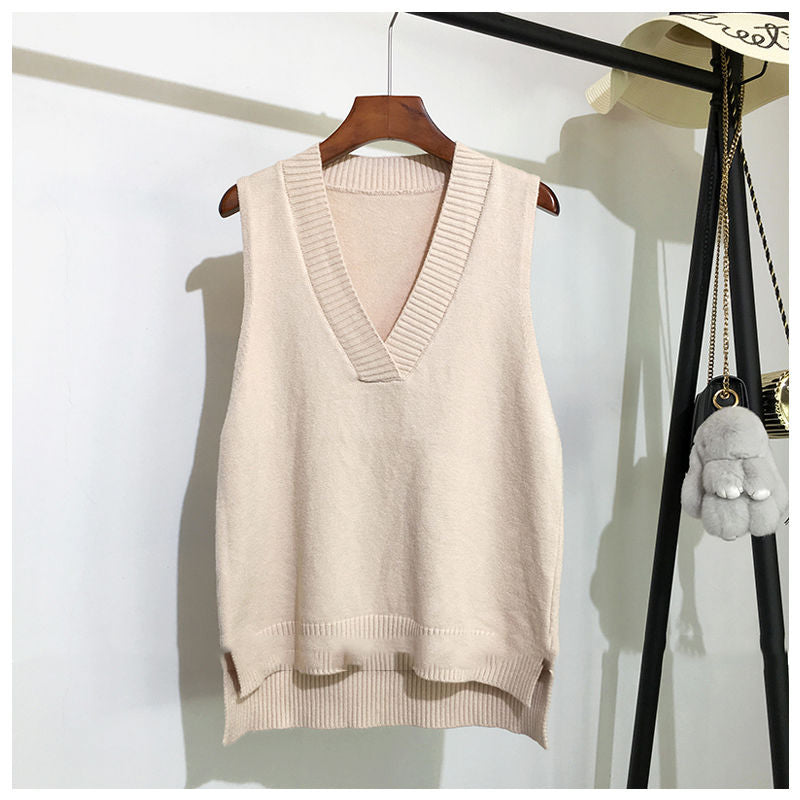 V-neck knitted vest women's autumn and winter loose sleeveless sweater The Clothing Company Sydney