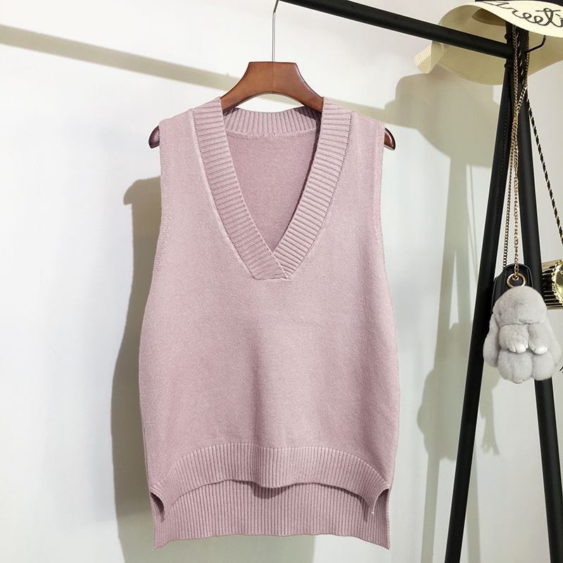 V-neck knitted vest women's autumn and winter loose sleeveless sweater The Clothing Company Sydney