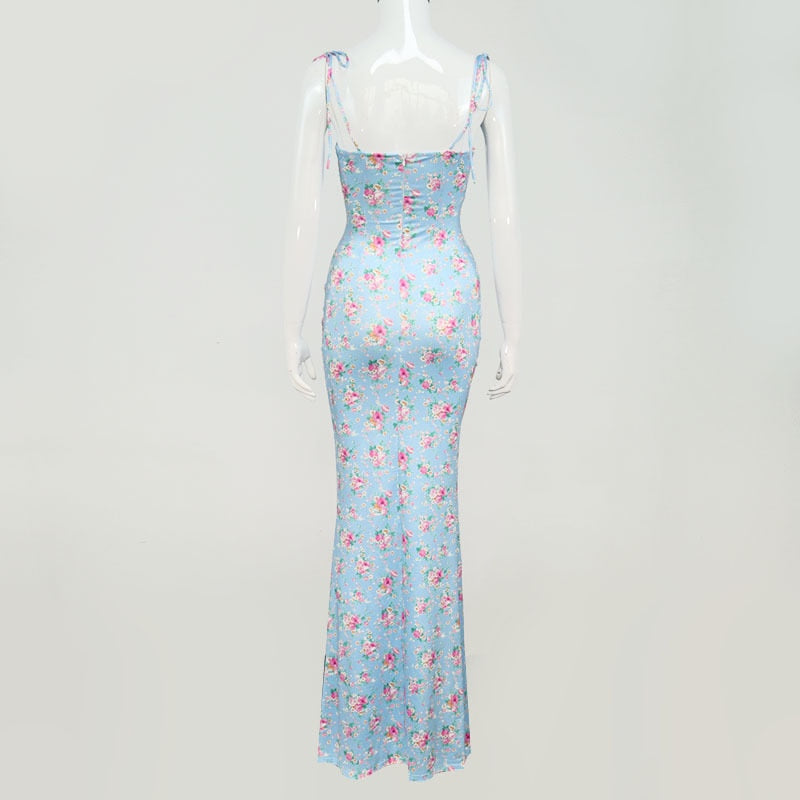 Floral Print Casual Long Bodycon Strapless Club Party Dresses Spaghetti Strap Dress The Clothing Company Sydney