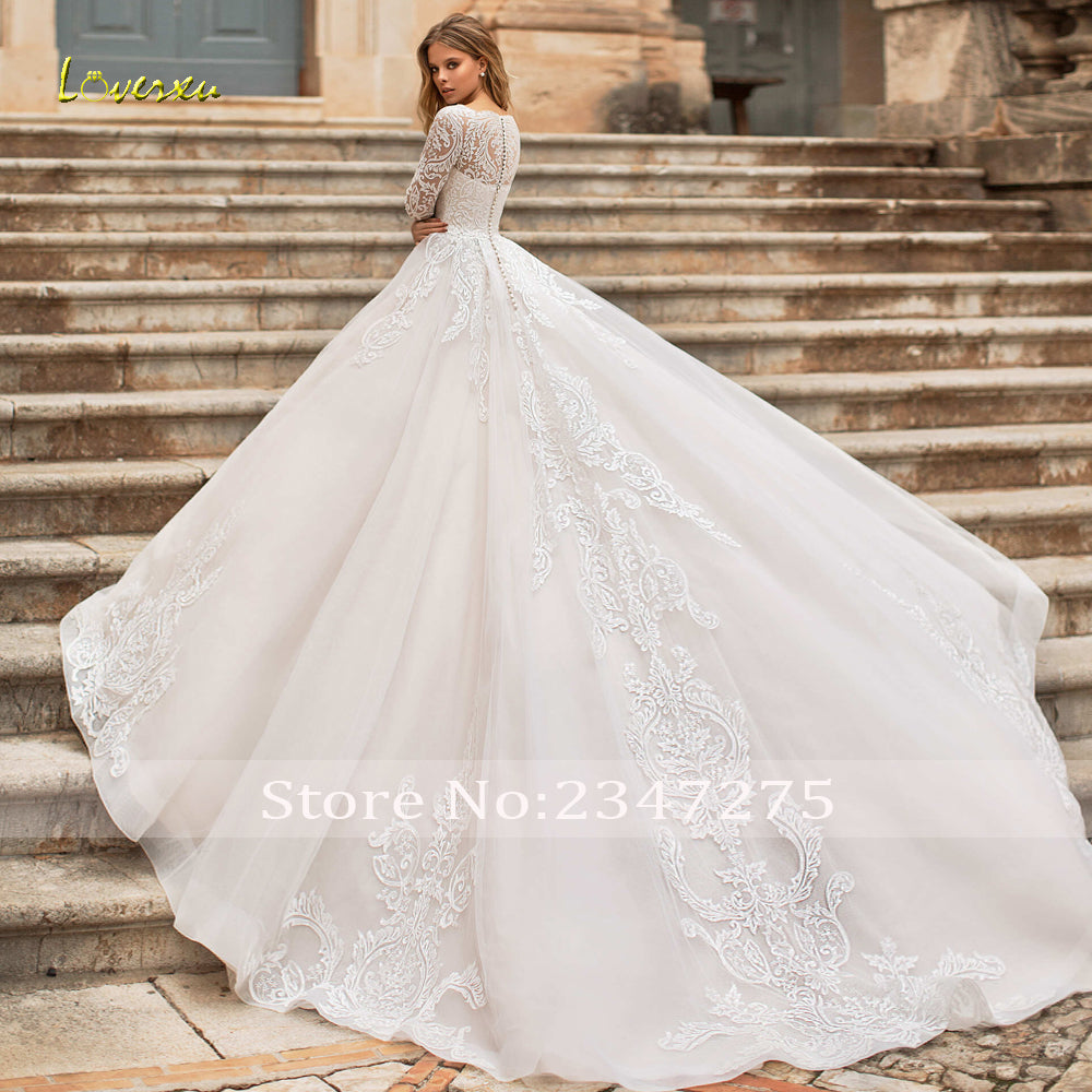 Long Sleeve Lace Vintage Wedding Dresses Illusion Appliques Court Train A Line Bridal Gowns The Clothing Company Sydney