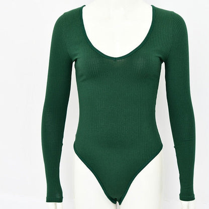 Long Sleeve Rib Knitted Solid Casual Lady Jumpsuit Bodysuit The Clothing Company Sydney