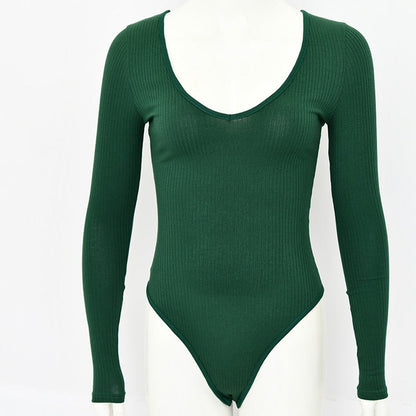 Long Sleeve Rib Knitted Solid Casual Lady Jumpsuit Bodysuit The Clothing Company Sydney