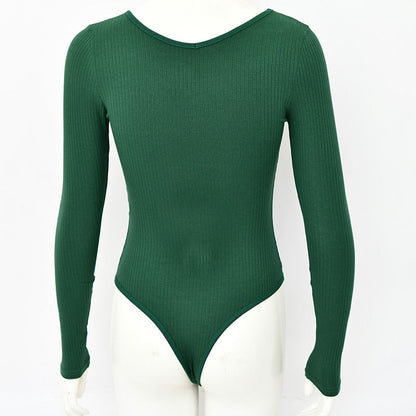 Long Sleeve Rib Knitted Solid Casual Lady Jumpsuit Bodysuit The Clothing Company Sydney