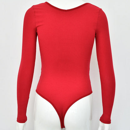 Long Sleeve Rib Knitted Solid Casual Lady Jumpsuit Bodysuit The Clothing Company Sydney