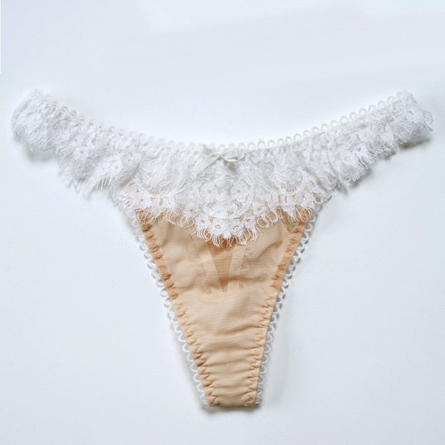 Sexy Lace Panties Underwear Low-waist Lingerie Embroidery T-back Thong Transparent Hollow out Underpants G String The Clothing Company Sydney