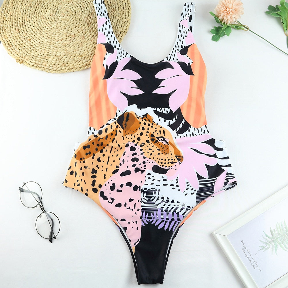 2 Piece Swimwear Leopard Swimsuit Bathing Suit Retro Swimsuit Vintage Beach wear Surfing Long Sleeve Bikini Set The Clothing Company Sydney