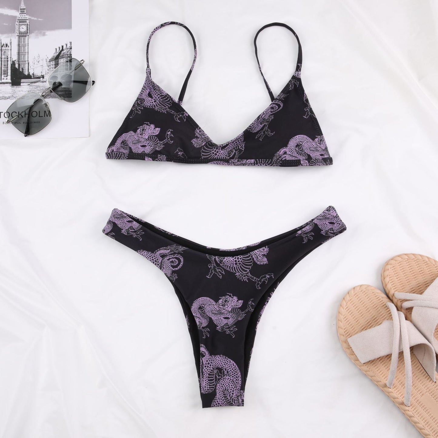 3 Piece Swimsuit Print Push Up Biquini Brazilian Summer Bathing Suit Long Sleeve Thong Mirco Bikini Swimwear The Clothing Company Sydney