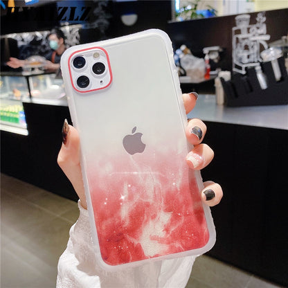 Fashion Fantasy Watercolor Phone Case for iPhone 11 Pro Max SE 2020 XS XR 7 8 Plus Transparent Glitter Shockproof Back Cover The Clothing Company Sydney