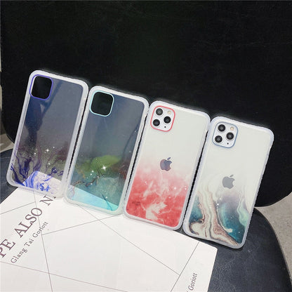 Fashion Fantasy Watercolor Phone Case for iPhone 11 Pro Max SE 2020 XS XR 7 8 Plus Transparent Glitter Shockproof Back Cover The Clothing Company Sydney
