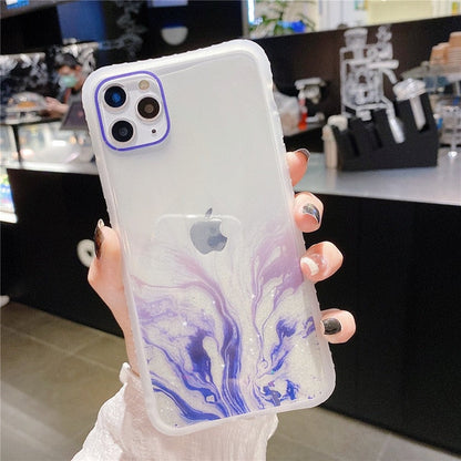 Fashion Fantasy Watercolor Phone Case for iPhone 11 Pro Max SE 2020 XS XR 7 8 Plus Transparent Glitter Shockproof Back Cover The Clothing Company Sydney