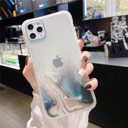 Fashion Fantasy Watercolor Phone Case for iPhone 11 Pro Max SE 2020 XS XR 7 8 Plus Transparent Glitter Shockproof Back Cover The Clothing Company Sydney